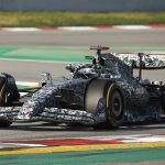 Alfa Romeo run special camouflage car in first public outing during F1 testing in Barcelona to keep new livery a secret