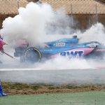 Fernando Alonso's car goes UP IN SMOKE on final day of testing in Barcelona as his Alpine team said the former world champion asked to stop the car due to 'loss of pressure'