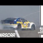 Chase Elliott tags the wall leading, later spins at Auto Club Speedway | NASCAR