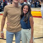 star George Russell on big screen at NBA game with stunning girlfriend as Mercedes driver prepares for Miami GP