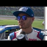 Kyle Larson reacts to late-race battle for the lead with Kurt Busch