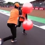 Hilarious moment Daniel Ricciardo hits McLaren teammate Lando Norris in the face with a space hopper as pair prepare to resume their rivalry at British Grand Prix