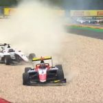 Formula 3 car FLIPS after slamming into tyre wall in high-speed collision during race at Spa in Belgium... with both drivers walking away unscathed