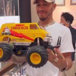Lewis Hamilton relaxes after another controversial F1 race by popping wheelies with £135 remote control monster truck
