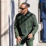icon Lewis Hamilton rocks trendy double denim to film Jimmy Kimmel Live in Hollywood after thrilling defeat at US GP