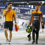 Lando Norris makes light of McLaren's disastrous start to the F1 season by joking that the team at least had 'good pit stop practice' after the Brit was forced to box SIX times on the way to retirement at the Bahrain Grand Prix